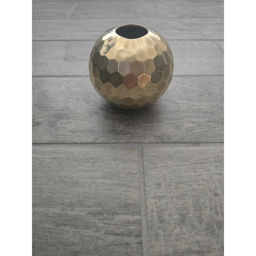 Brass Geometric Hexagon‎ Round Vase Table Decor VTG Home